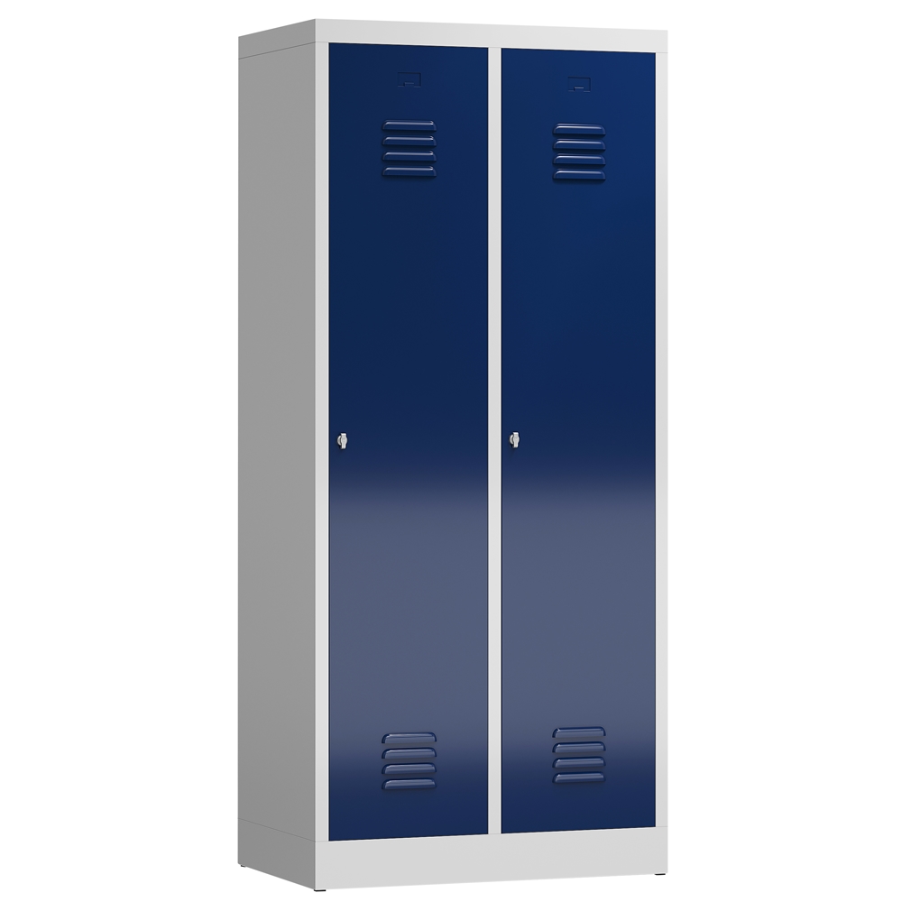 ClassiX Garderobenschrank, 2 Abteile mit S/W-Trennung, 1800 x 800 x 500 mm, lichtgrau/enzianblau Image