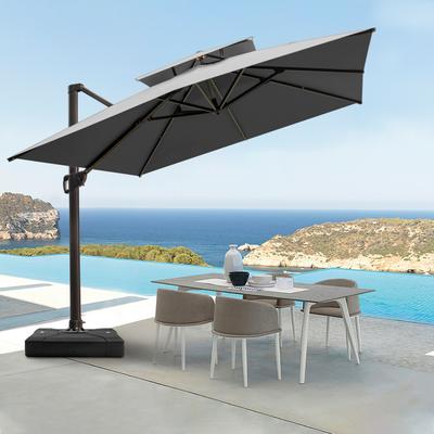 Pellebant 10 ft Double Top Patio Cantilever Umbrella with Base