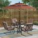 5-Piece Patio Dining Set, 4 Metal Spring Motion Dining Chairs and 1 Square Table with 1.57" Umbrella Hole