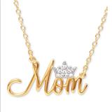 Disney Jewelry | Disney Cubic Zirconia Mom Tiara 18” Pendant Necklace | Color: Gold | Size: Os