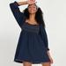 Free People Dresses | Free People This Is Everything Smocked Mini Dress | Color: Blue | Size: S