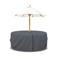 Covers & All Patio Round Table and Chair set cover with Umbrella Hole - Heavyduty 12 Oz Waterproof Outdoor Backyard furniture cover with Air pocket & Drawstring for Snug fit. (70" Dia x 23" H, Grey)