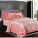 Prime Linens Crushed Velvet Quilted Bedspread Comforter Set 3 Piece Super Soft Bed Throw Diamond with 2 Pillow Cases (Pink, Double 3 Piece)