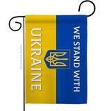 Americana Home & Garden Stand w/ Ukraine 2-Sided 1.54 x 1.08 ft. Garden Flag in Black/Blue/Yellow | 18.5 H x 13 W in | Wayfair