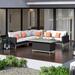 Lark Manor™ Antxon Sectional Seating Group w/ Cushions in Brown | 33 H x 98 W x 32 D in | Outdoor Furniture | Wayfair