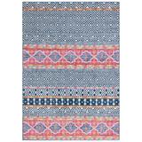 Blue/Navy 63 x 0.37 in Indoor Area Rug - Bungalow Rose Dishant Southwestern Navy/Ivory/Pink Area Rug | 63 W x 0.37 D in | Wayfair