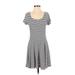 Charlotte Russe Casual Dress - A-Line: Blue Print Dresses - Women's Size Small
