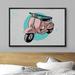 SIGNLEADER Framed Canvas Print Wall Art Light Pink Vespa w/ Teal Circle Background Transportation Shapes Pop Art Chic Colorful Ultra For Living Room Canvas | Wayfair