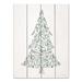 Green White Floral Christmas Tree III Wall Art Decor 16"x12"