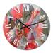 Designart 'Red And Grey Luxury Abstract Fluid Art' Modern wall clock