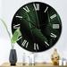 Designart 'Dark Green Silk Fabric With A Thin White Stripe' Traditional wall clock