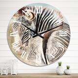 Designart 'Zebra With Contrasting Black And White Stripes II' Traditional wall clock