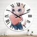 Designart 'Cute White Cat With Heart' Children's Art wall clock