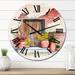 Designart 'Old Wooden Door Brick Wall And Some Plants I' Vintage wall clock