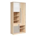 Armoire 3 portes naturel gris et blanc