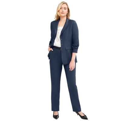 Plus Size Women's 2-Piece Stretch Crepe Single-Breasted Pantsuit by Jessica London in Navy (Size 26 W) Set