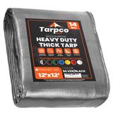 Tarpco Safety 12 ft. x 12 ft. 14 Mil Heavy Duty Polyethylene Tarp, Waterproof, Rip & Tear Proof Aluminum in Gray | 1 H x 12 W x 12 D in | Wayfair
