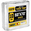 Core Tarps Heavy Duty 10 Mil 50" X 70" Waterproof Cover Tarp Aluminum in White | 1 H x 50 W x 70 D in | Wayfair CT-604-50X70