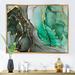 East Urban Home Turquoise & Gray Luxury Abstract Fluid Art I - Print on Canvas Metal in Blue/Gray/Green | 30 H x 40 W x 1.5 D in | Wayfair