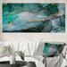 East Urban Home Turquoise & Gray Luxury Abstract Fluid Art II - Print on Canvas Metal in Blue/Gray/Green | 28" H x 60" W | Wayfair