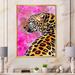 East Urban Home Golden Leopard w/ Black Spots on Pink - Print on Canvas Metal in Brown/Green/Pink | 32 H x 16 W x 1 D in | Wayfair