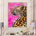 East Urban Home Golden Leopard w/ Black Spots on Pink - Print on Canvas in Brown/Green/Pink | 20 H x 12 W x 1 D in | Wayfair