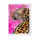 East Urban Home Golden Leopard w/ Black Spots on Pink - Print on Canvas Metal in Brown/Green/Pink | 40 H x 30 W x 1.5 D in | Wayfair