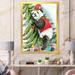 East Urban Home Panda Wearing a Christmas Elf Hat - Painting on Canvas Plastic in Black/Green/Red | 44 H x 34 W x 1.5 D in | Wayfair
