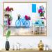 East Urban Home Blue Old Bicycle w/ Flowers - Photograph on Canvas Metal in Blue/Pink | 24 H x 32 W x 1 D in | Wayfair