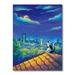 East Urban Home Moon Night Cat & Moon City Scene - Print on Canvas Metal in Blue | 40 H x 30 W x 1.5 D in | Wayfair