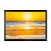 East Urban Home Sunset on Beautiful Sand Beach w/ Blue Sea Water - Print on Canvas in Yellow | 12 H x 20 W x 1 D in | Wayfair