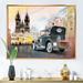 East Urban Home Old Retro Car on the Old Town Square in Prague - Print on Canvas Metal in Black | 30 H x 40 W x 1.5 D in | Wayfair