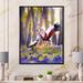 East Urban Home Two Crowned Cranes Dancing in Sunlit Forest Glade - Painting on Canvas Metal in Brown/Green | 40 H x 30 W x 1.5 D in | Wayfair