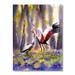 East Urban Home Two Crowned Cranes Dancing in Sunlit Forest Glade - Painting on Canvas Metal in Brown/Green | 32 H x 16 W x 1 D in | Wayfair