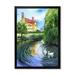 East Urban Home Swans in the Pond of Old English Estate - Painting on Canvas Metal in Green | 40 H x 30 W x 1.5 D in | Wayfair