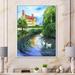 East Urban Home Swans in the Pond of Old English Estate - Painting on Canvas Metal in Green | 32 H x 16 W x 1 D in | Wayfair