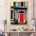 East Urban Home Red Door in Black & White City House - Painting on Canvas Plastic in Black/Red | 44 H x 34 W x 1.5 D in | Wayfair