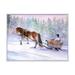 East Urban Home Horse w/ a Sleigh In Snowy Landscape - Painting on Canvas Metal in Blue/Brown/White | 16 H x 32 W x 1 D in | Wayfair