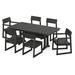 POLYWOOD® EDGE 7-Piece Farmhouse Trestle Outdoor Dining Set Plastic in Black | 72.25 W x 37.75 D in | Wayfair PWS717-1-BL