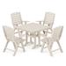 POLYWOOD® Nautical Folding Highback Chair 5-Piece Farmhouse Trestle Outdoor Dining Set Plastic in Brown | 37.63 W x 37.5 D in | Wayfair PWS639-1-SA