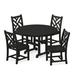 POLYWOOD® Chippendale 5-Piece Round Farmhouse Side Chair Outdoor Dining Set Plastic in Black | 48 W x 48 D in | Wayfair PWS650-1-BL