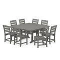 POLYWOOD® Lakeside 9-Piece Nautical Trestle Outdoor Dining Set Plastic in Gray | 59.5 W x 59.5 D in | Wayfair PWS739-1-GY
