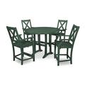 POLYWOOD® Braxton 5-Piece Nautical Trestle Outdoor Arm Chair Counter Set Plastic in Green | 48 W x 48 D in | Wayfair PWS511-1-GR