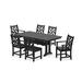 POLYWOOD® Chippendale 7-Piece Farmhouse Trestle Outdoor Dining Set Plastic in Black | 72.25 W x 37.75 D in | Wayfair PWS631-1-BL