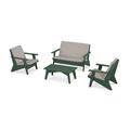 POLYWOOD® Riviera Modern Lounge 4-Piece Set Plastic in Green | Outdoor Furniture | Wayfair PWS390-2-GR145982