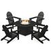 POLYWOOD® Classic Adirondack 5-Piece Conversation Set w/ Fire Pit Outdoor Table Plastic | Wayfair PWS706-1-BL