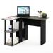 Ebern Designs Abbott 41.14" W L-Shaped Computer Desk w/ Bookshelf Wood in Gray/Black | 34.45 H x 41.1 W x 28.9 D in | Wayfair