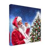 The Holiday Aisle® The Macneil Studio "Santa & Tree" Canvas Art Canvas, Wood in Blue/Indigo | 14 H x 14 W x 2 D in | Wayfair