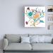 Red Barrel Studio® Farida Zaman "Royal Birds III White" Canvas Art Canvas, Cotton in Blue/Orange/White | 14 H x 14 W x 2 D in | Wayfair