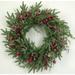 Primrue Christmas Greens w/ Berries Polyrethane Wreath Most Realistic Faux, Cotton in Green/Red | 24 H x 24 W x 4 D in | Wayfair